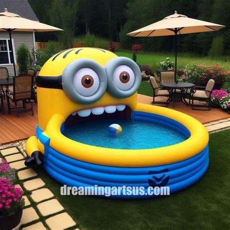 Minion by pool .